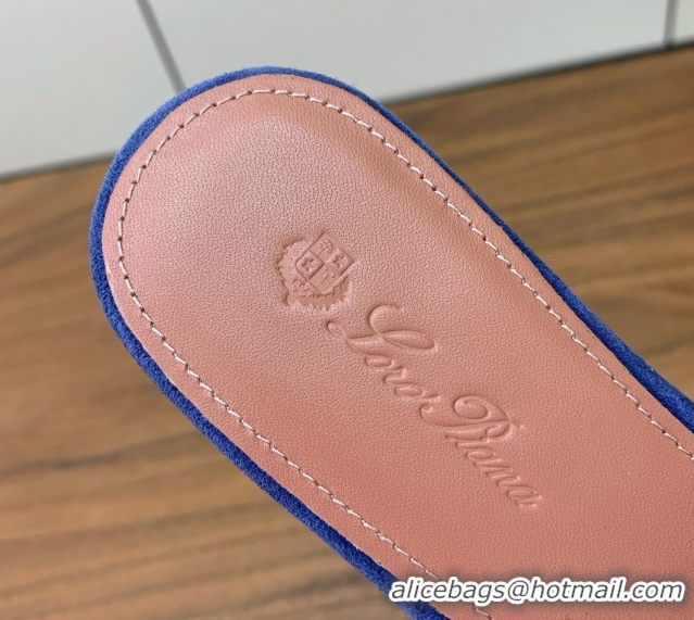 Best Grade Loro Piana Summer Charms Slides Sandal in Suede LP62025 Blue