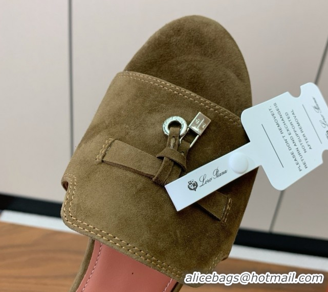 Shop Duplicate Loro Piana Summer Charms Slides Sandal in Suede LP62028 Brown