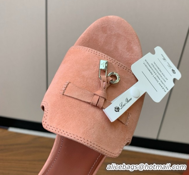 Popular Style Loro Piana Summer Charms Slides Sandal in Suede LP62029 Pink
