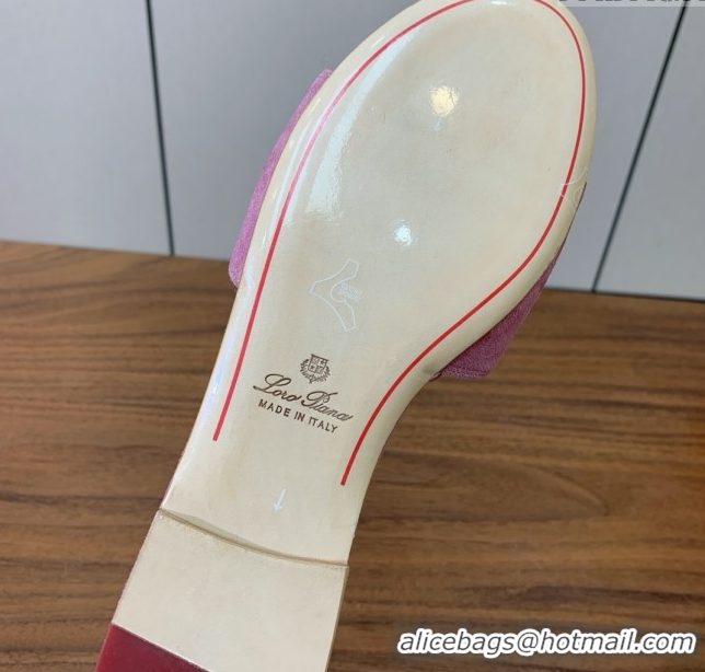 Low Cost Loro Piana Summer Charms Slides Sandal in Suede LP62031 Peach Pink