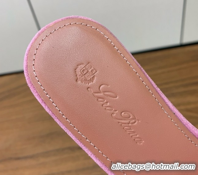 Low Cost Loro Piana Summer Charms Slides Sandal in Suede LP62031 Peach Pink