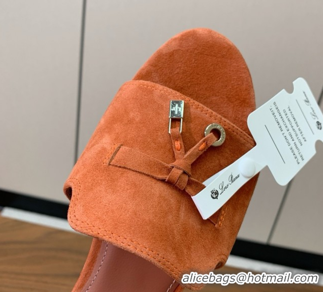Best Price Loro Piana Summer Charms Slides Sandal in Suede LP62034 Orange