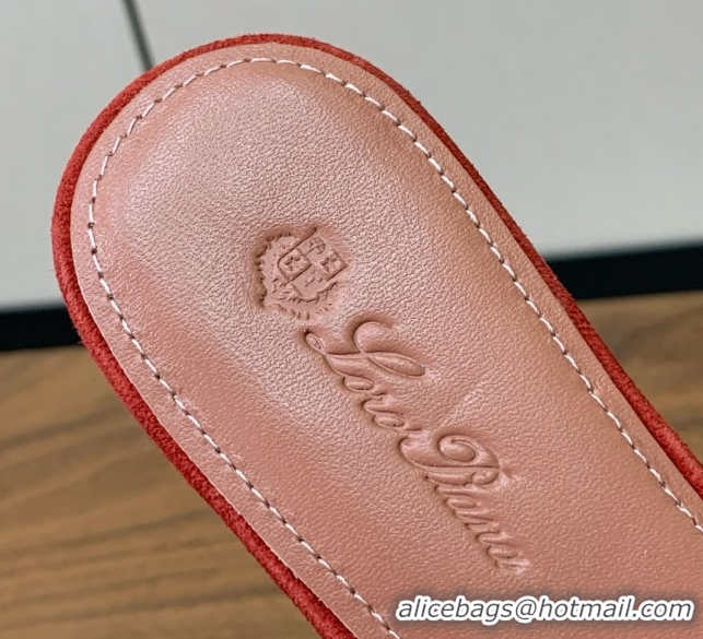 Luxurious Loro Piana Summer Charms Slides Sandal in Suede LP62035 Red