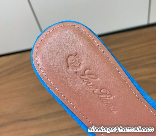 Purchase Loro Piana Summer Charms Slides Sandal in Suede LP62036 Peacock Blue