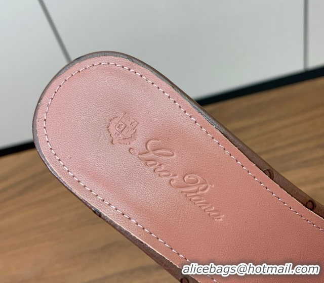 Unique Style Loro Piana Summer Charms Sandal 5.5cm Heel in Ostrich Pattern Leather LP62304 Caramel