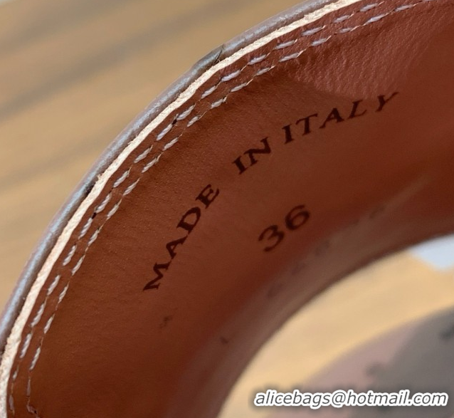 Unique Style Loro Piana Summer Charms Sandal 5.5cm Heel in Ostrich Pattern Leather LP62304 Caramel