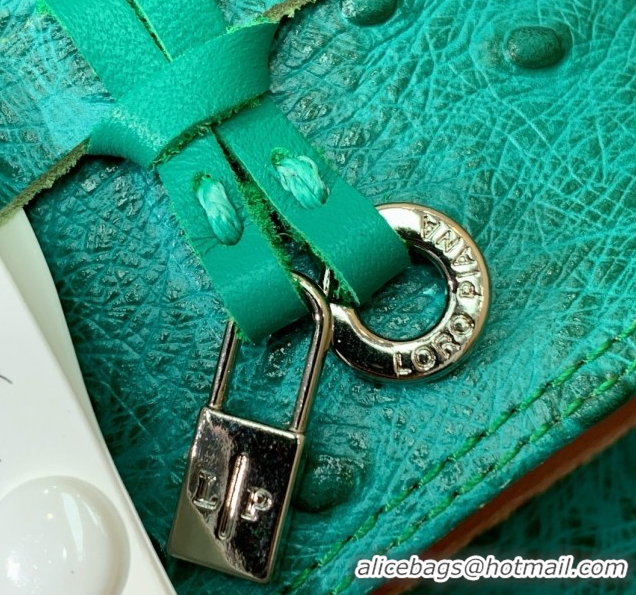 Best Grade Loro Piana Summer Charms Sandal 5.5cm Heel in Ostrich Pattern Leather LP62309 Green