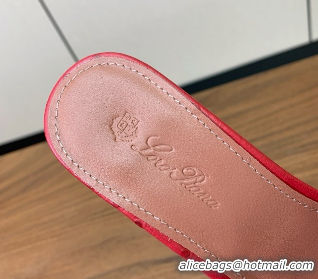 Shop Duplicate Loro Piana Summer Charms Sandal 5.5cm Heel in Ostrich Pattern Leather LP62311 Red