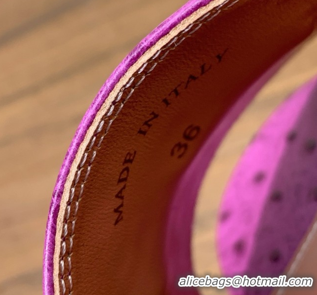 Charming Loro Piana Summer Charms Sandal 5.5cm Heel in Ostrich Pattern Leather LP62311 Purple