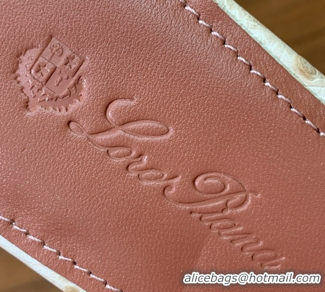 Popular Style Loro Piana Summer Charms Slides Sandal in Ostrich Pattern Leather LP62313 Apricot