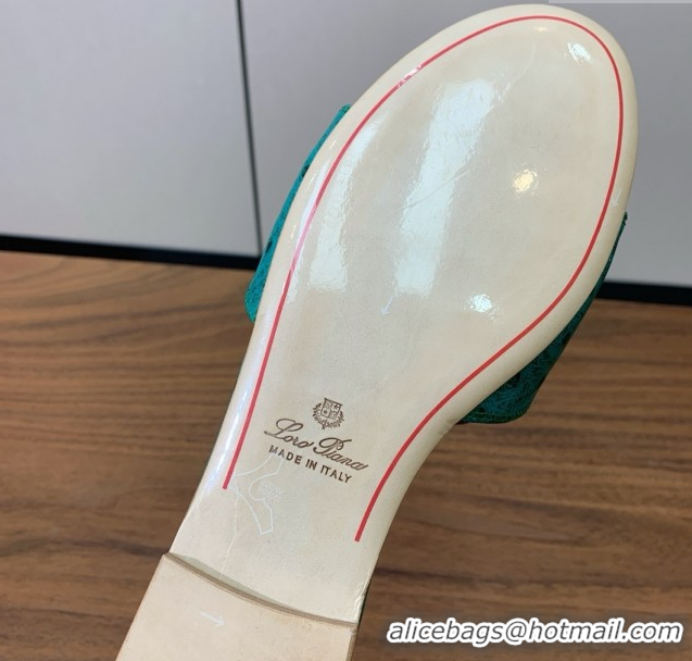 Classic Hot Loro Piana Summer Charms Slides Sandal in Ostrich Pattern Leather LP62321 Green
