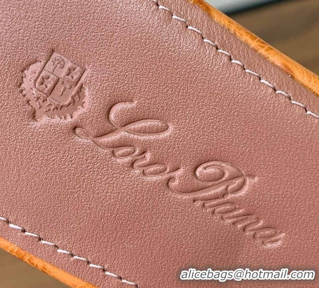 Stylish Loro Piana Summer Charms Slides Sandal in Ostrich Pattern Leather LP62322 Orange