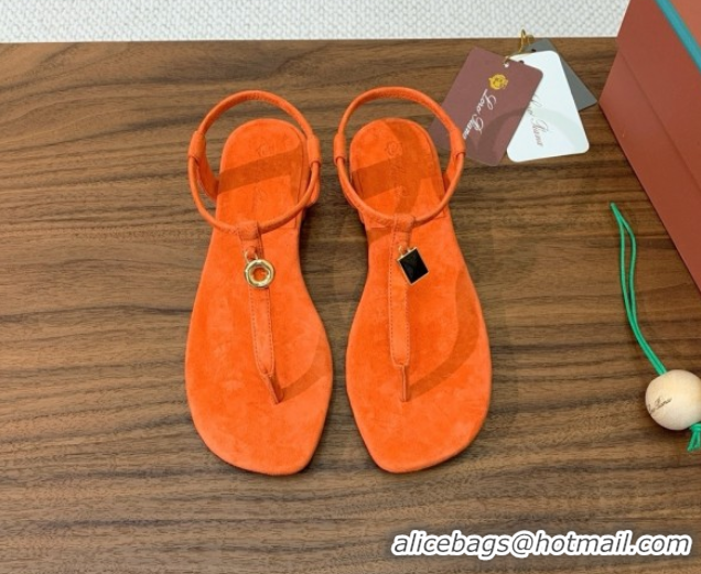 Buy Luxury Loro Piana Mindil Infra Sandal in Suede LP062327 Orange