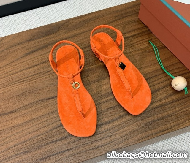 Buy Luxury Loro Piana Mindil Infra Sandal in Suede LP062327 Orange