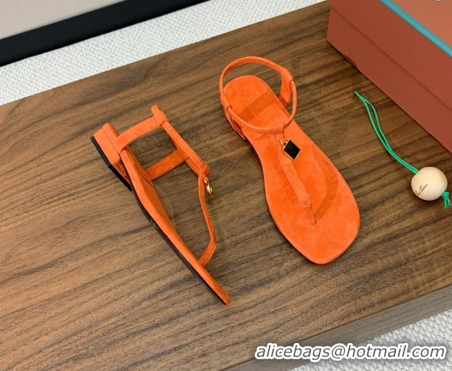 Buy Luxury Loro Piana Mindil Infra Sandal in Suede LP062327 Orange
