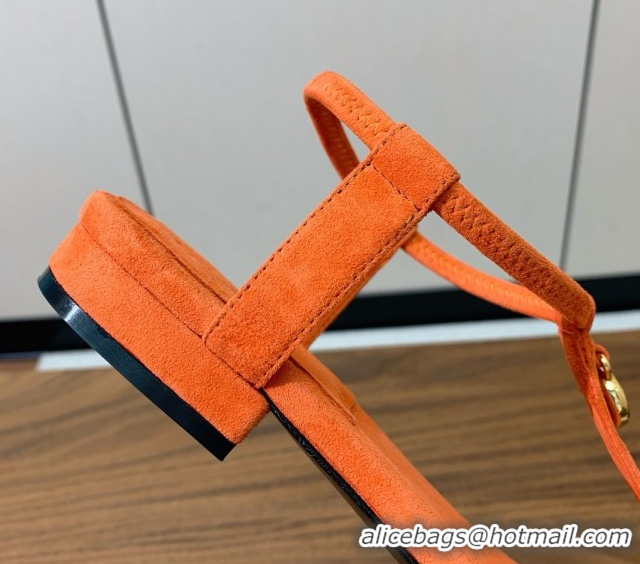 Buy Luxury Loro Piana Mindil Infra Sandal in Suede LP062327 Orange