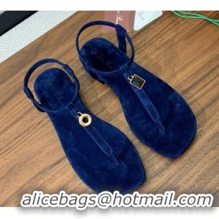 Shop Cheap Loro Piana Mindil Infra Sandal in Suede LP062328 Deep Blue