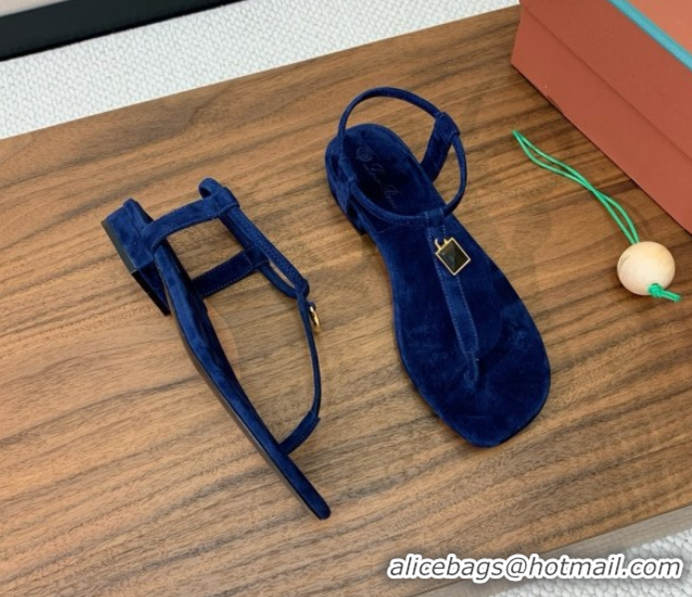 Shop Cheap Loro Piana Mindil Infra Sandal in Suede LP062328 Deep Blue