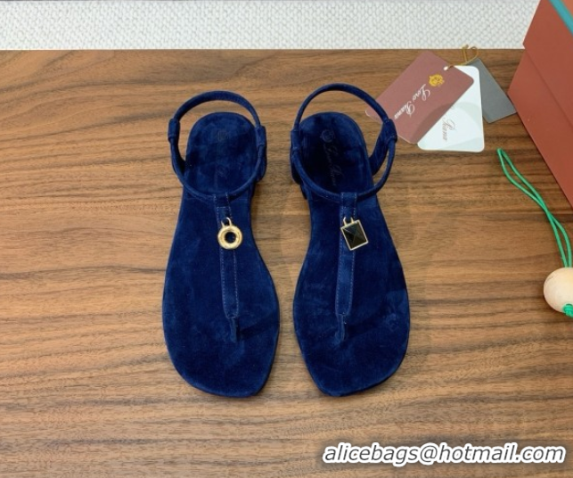 Shop Cheap Loro Piana Mindil Infra Sandal in Suede LP062328 Deep Blue