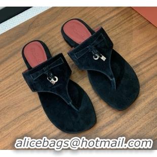 Low Cost Loro Piana Flip-flops Sandal in Suede LP62330 Black