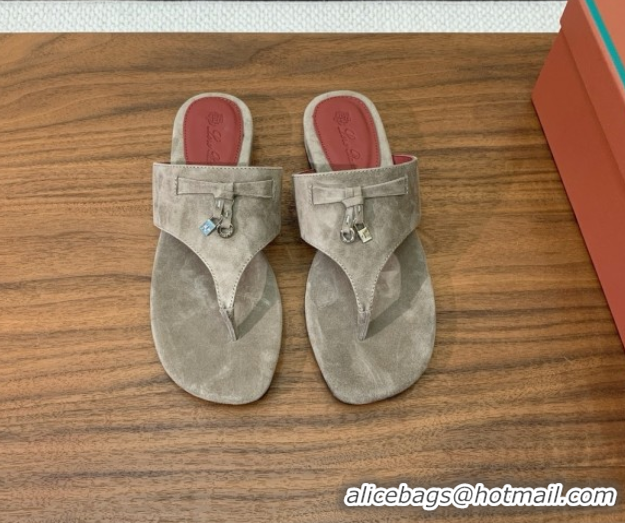 Durable Loro Piana Flip-flops Sandal in Suede LP62331 Grey