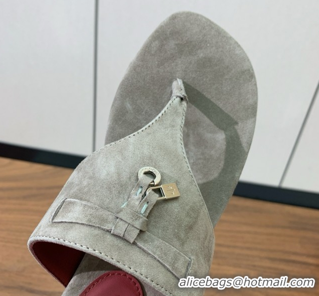 Durable Loro Piana Flip-flops Sandal in Suede LP62331 Grey