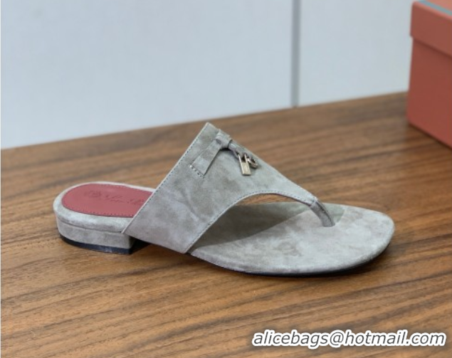 Durable Loro Piana Flip-flops Sandal in Suede LP62331 Grey