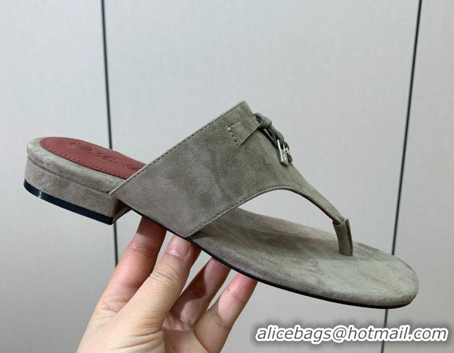 Durable Loro Piana Flip-flops Sandal in Suede LP62331 Grey