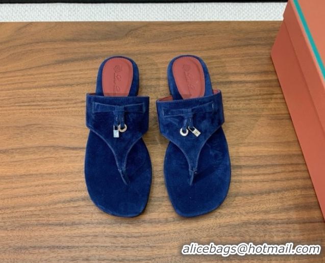 Lower Price Loro Piana Flip-flops Sandal in Suede LP62332 Blue