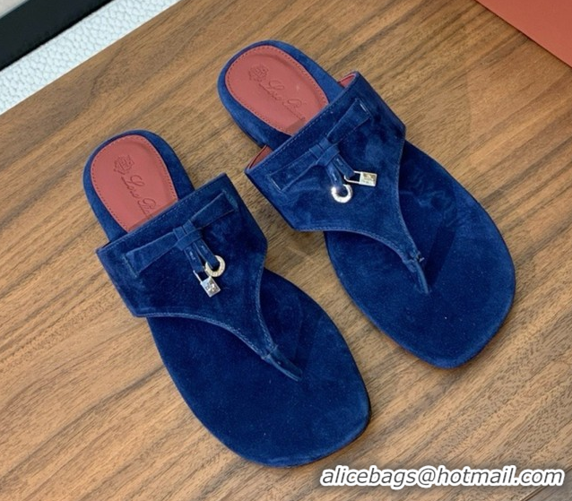 Lower Price Loro Piana Flip-flops Sandal in Suede LP62332 Blue