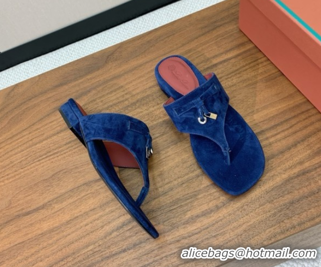 Lower Price Loro Piana Flip-flops Sandal in Suede LP62332 Blue