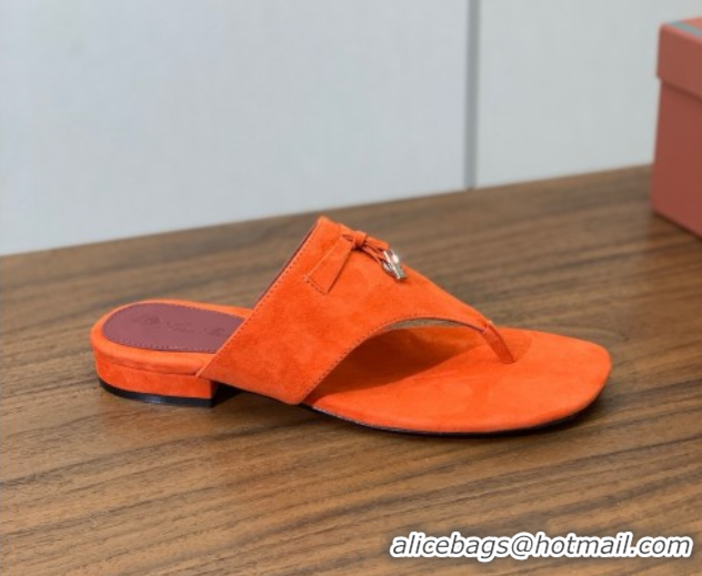 Luxurious Loro Piana Flip-flops Sandal in Suede LP62333 Orange