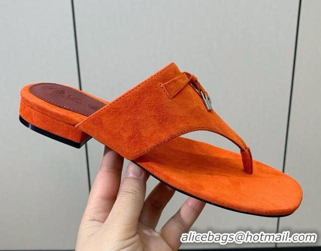 Luxurious Loro Piana Flip-flops Sandal in Suede LP62333 Orange