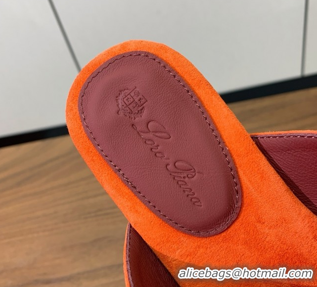 Luxurious Loro Piana Flip-flops Sandal in Suede LP62333 Orange