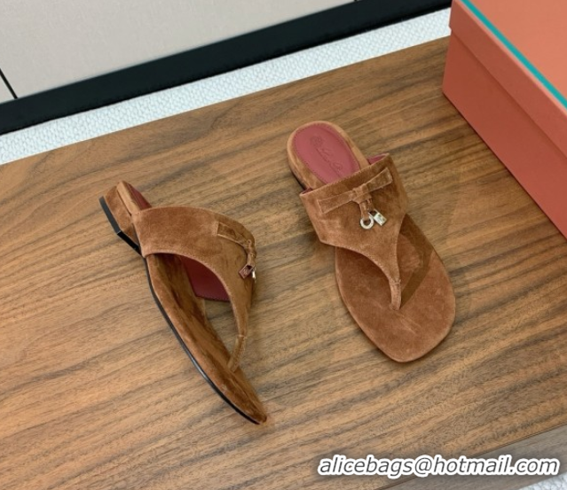 Buy Discount Loro Piana Flip-flops Sandal in Suede LP62334 Brown