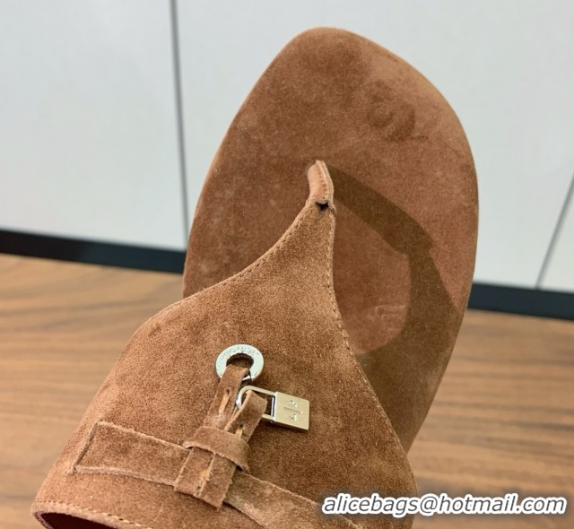 Buy Discount Loro Piana Flip-flops Sandal in Suede LP62334 Brown