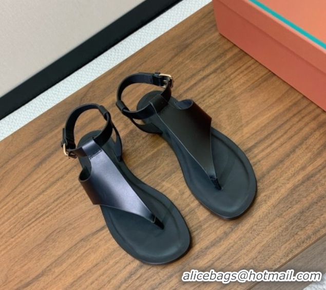 Hot Style Loro Piana Flip-flops Sandal in Calfskin LP62336 Black