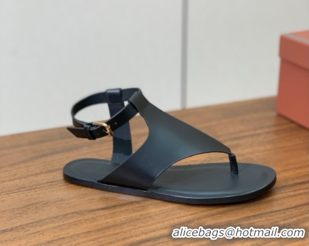 Hot Style Loro Piana Flip-flops Sandal in Calfskin LP62336 Black