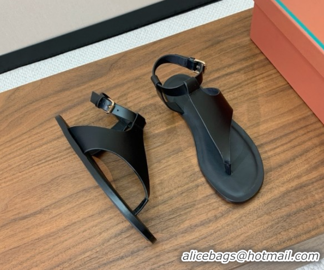 Hot Style Loro Piana Flip-flops Sandal in Calfskin LP62336 Black