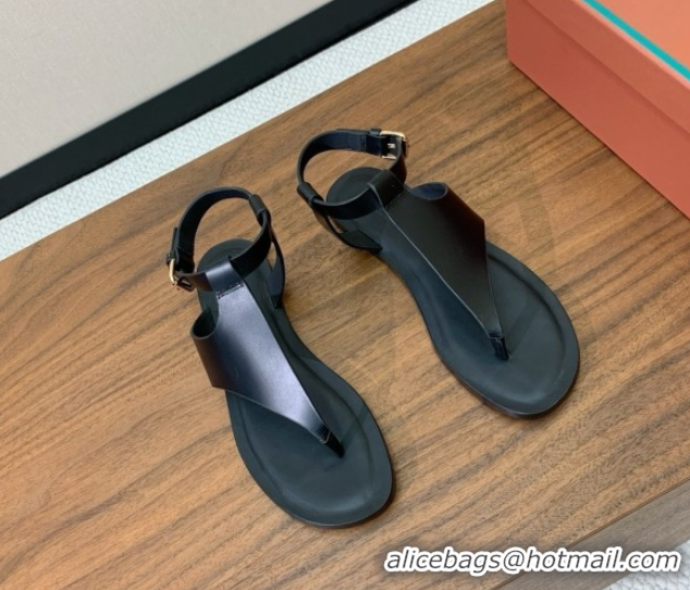 Hot Style Loro Piana Flip-flops Sandal in Calfskin LP62336 Black
