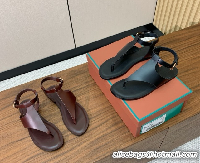 Hot Style Loro Piana Flip-flops Sandal in Calfskin LP62336 Black