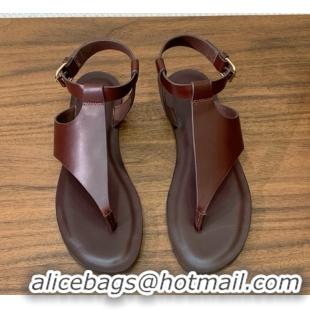Cheap Price Loro Piana Flip-flops Sandal in Calfskin LP62337 Brown