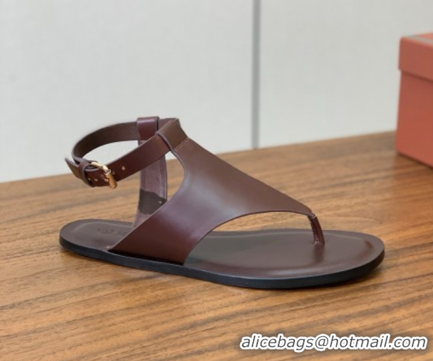 Cheap Price Loro Piana Flip-flops Sandal in Calfskin LP62337 Brown