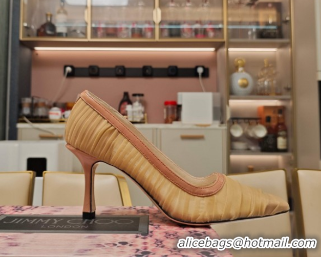 Sumptuous Jimmy Choo Lotta Tulle Mesh and Nappa Leather Pumps 8.5cm Brown 0605107