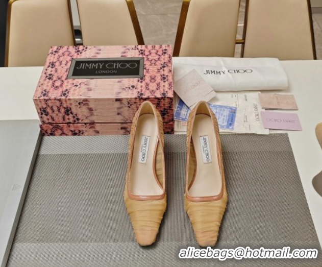 Sumptuous Jimmy Choo Lotta Tulle Mesh and Nappa Leather Pumps 8.5cm Brown 0605107