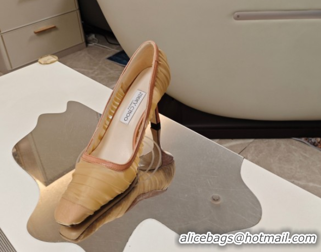 Sumptuous Jimmy Choo Lotta Tulle Mesh and Nappa Leather Pumps 8.5cm Brown 0605107