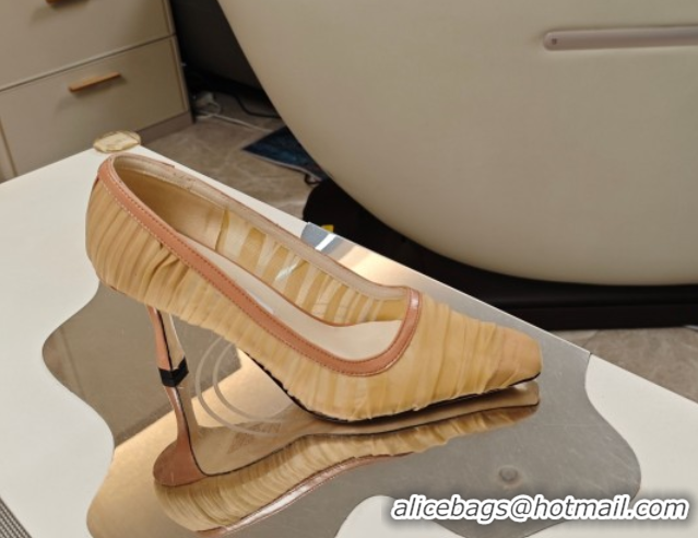 Sumptuous Jimmy Choo Lotta Tulle Mesh and Nappa Leather Pumps 8.5cm Brown 0605107