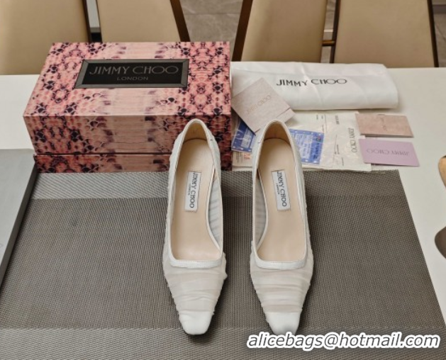 Good Quality Jimmy Choo Lotta Tulle Mesh and Nappa Leather Pumps 8.5cm White 0605110