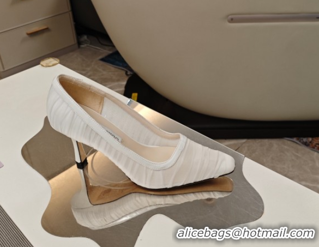 Good Quality Jimmy Choo Lotta Tulle Mesh and Nappa Leather Pumps 8.5cm White 0605110