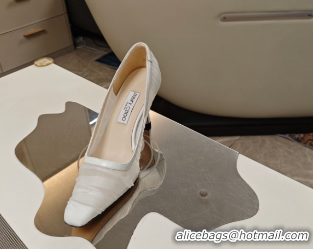 Good Quality Jimmy Choo Lotta Tulle Mesh and Nappa Leather Pumps 8.5cm White 0605110